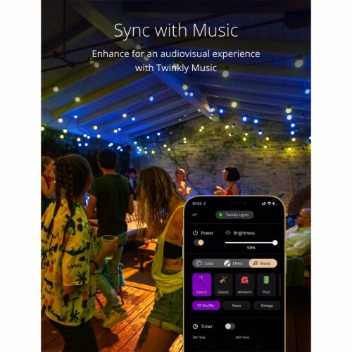 Twinkly Festoon App-Controlled Smart LED Bulb Light String 20 Multicolor RGB Perspective: left