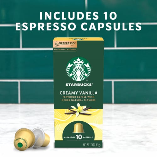 Starbucks By Nespresso Original Line Pods Flavored Roast Coffee Creamy Vanilla 100% Arabica Perspective: left