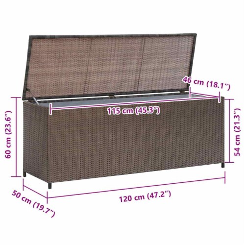 vidaXL Patio Storage Box Brown 47.2 x19.7 x23.6 Poly Rattan Perspective: left
