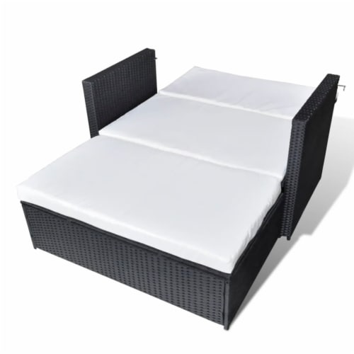 vidaXL 2 Piece Patio Lounge Set with Cushions Poly Rattan Black Perspective: left
