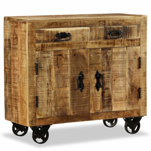 vidaXL Sideboard with 2 Drawers and 1 Cabinet Rough Mango Wood Perspective: left