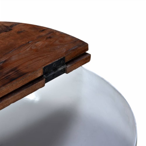 vidaXL Coffee Table Solid Reclaimed Wood White Bowl Shape Perspective: left