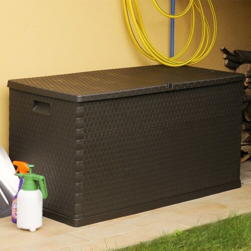 vidaXL Patio Storage Box Brown 47.2 x22 x24.8 PP Rattan Perspective: left