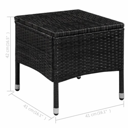 vidaXL Patio Chair and Stool with Cushions Poly Rattan Black 1