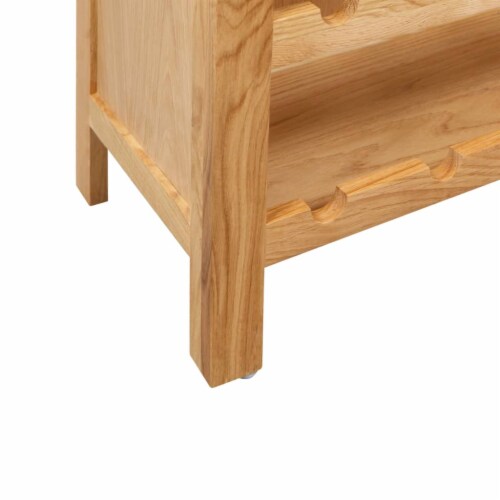 vidaXL Wine Cabinet 28.3 x12.5 x35.4 Solid Oak Wood Perspective: left