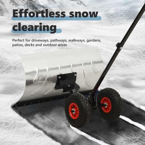 Manual Snow Shovel with Wheels Perspective: left