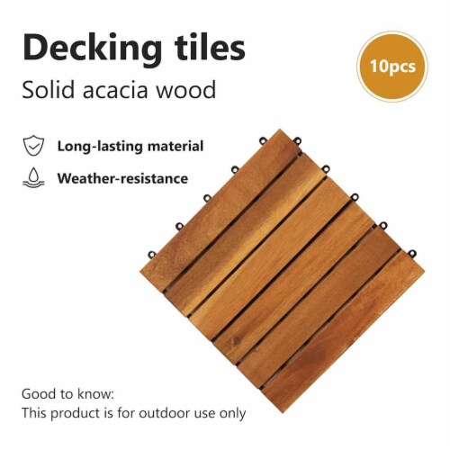vidaxl 10 pcs Acacia Decking Tiles 11.8 x11.8 Vertical Pattern Perspective: left