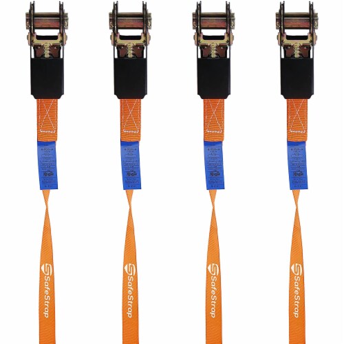 SafeStrap Ratchet Strap 13 Feet Orange - 3500 lbs Capacity - Set of 4 Perspective: left