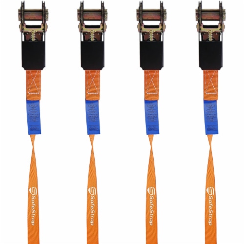 SafeStrap Orange 20ft Ratchet Straps - 3500lbs Capacity - Set of 4 Perspective: left