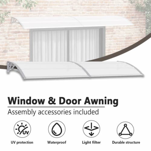 vidaXL Door Canopy Gray and Transparent 118.1 x31.5 PC Perspective: left