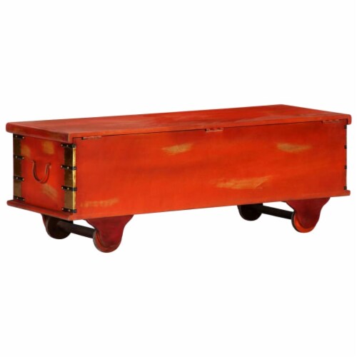 vidaXL Storage Box Red 43.3 x15.7 x15.7 Solid Acacia Wood Perspective: left