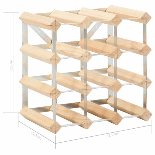 vidaXL Wine Rack for 12 Bottles Solid Pinewood Perspective: left