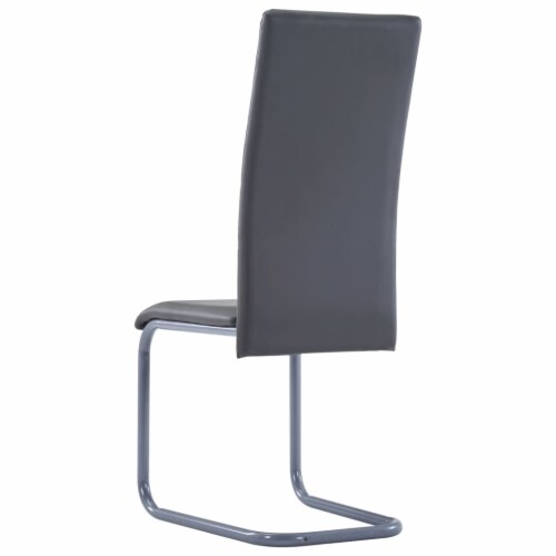 vidaXL Cantilever Dining Chairs 4 pcs Gray Faux Leather N A