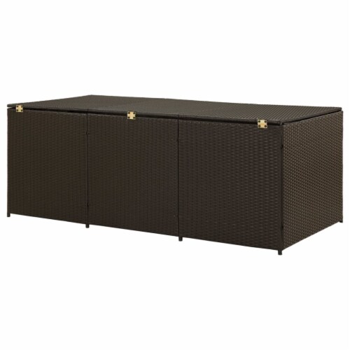 vidaXL Patio Storage Box Poly Rattan 70.9 x35.4 x27.6 Brown Perspective: left