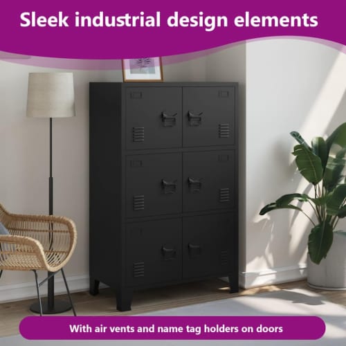 vidaXL Industrial Storage Chest Black 29.5 x15.7 x47.2 Steel Perspective: left