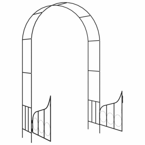 vidaXL Garden Arch with Gate Black 54.3 x15.7 x93.7  Iron Perspective: left