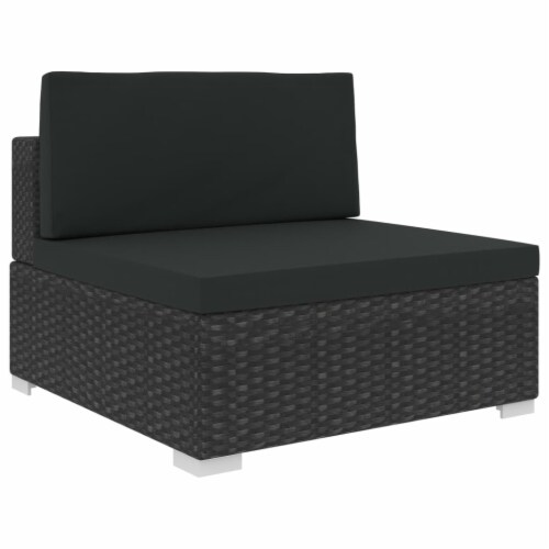 vidaXL 6 Piece Patio Lounge Set with Cushions Poly Rattan Black N