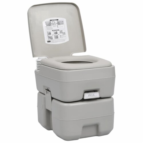 vidaXL Portable Camping Toilet Gray 5.3+2.6 gal Perspective: left