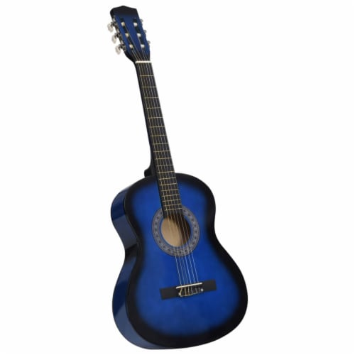 vidaXL 8 Piece Classical Guitar Kid Beginner Set Blue 3/4 36 Perspective: left