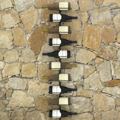 vidaXL Wall-mounted Wine Rack for 10 Bottles Black Metal Perspective: left