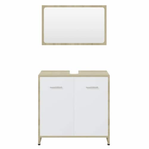 vidaXL Bathroom Furniture Set White and Sonoma Oak Engineered Wood Perspective: left