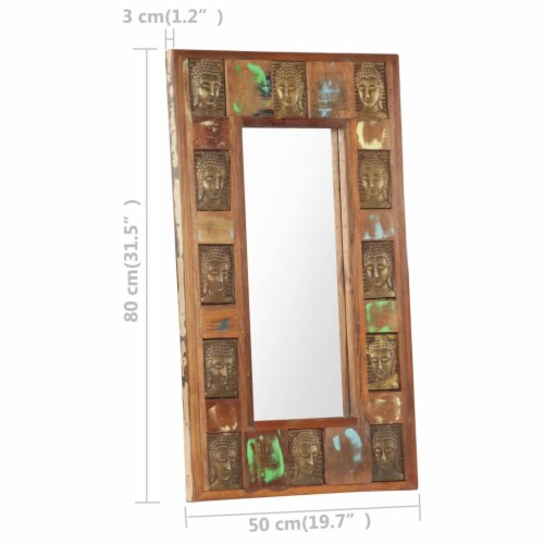 vidaXL Mirror with Buddha Cladding 19.7 x31.5 Solid Reclaimed Wood Perspective: left