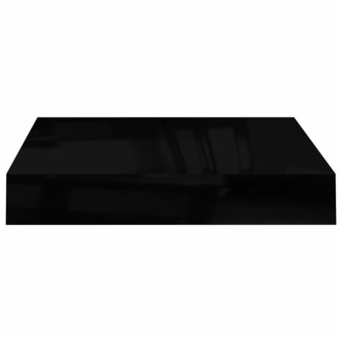 vidaXL Floating Wall Shelf High Gloss Black 9.1 x9.3 x1.5 MDF Perspective: left