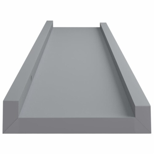 vidaXL Picture Frame Ledge Shelves 2 pcs Gray 15.7 x3.5 x1.2  MDF Perspective: left