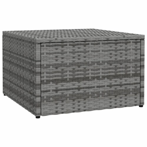 vidaXL Garden Footstool with Cushion Gray Poly Rattan 1 set 20.9 x20.9 x13 Gerbes Super Markets