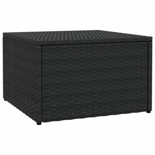 Vidaxl Garden Footstool With Cushion Black Poly Rattan Perspective: left