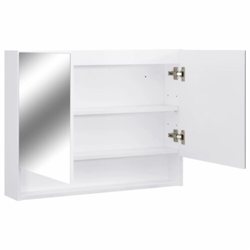 vidaXL LED Bathroom Mirror Cabinet White 31.5 x5.9 x23.6 MDF Perspective: left