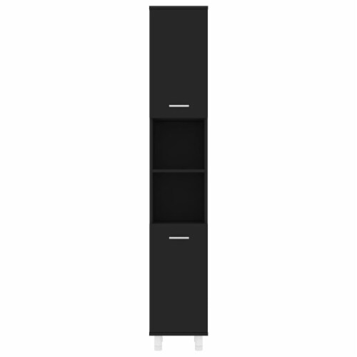 vidaXL Bathroom Cabinet Black 11.8 x11.8 x70.5 Engineered Wood Perspective: left