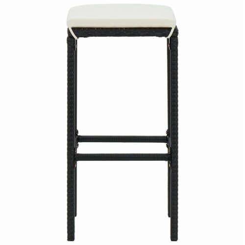 vidaXL Bar Stools with Cushions 4 pcs Black Poly Rattan N A