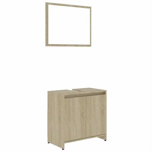vidaXL 3 Piece Bathroom Furniture Set Sonoma Oak Engineered Wood Perspective: left