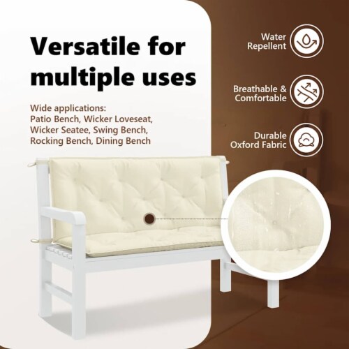 Vidaxl Cushion For Swing Chair Cream White 47.2  Fabric Perspective: left