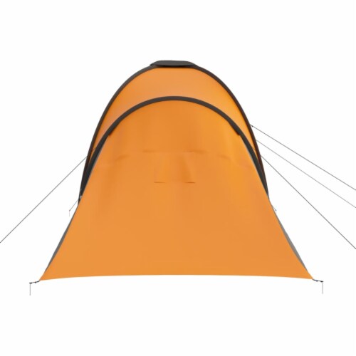 vidaXL Camping Tent 6 Persons Gray and Orange, 226.8 x92.5 x74.8  -  Baker's