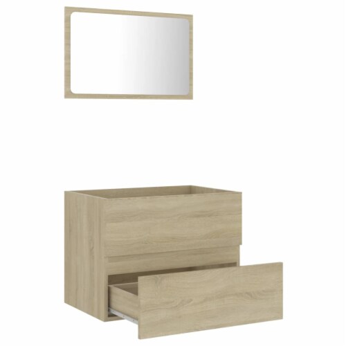 vidaXL 2 Piece Bathroom Furniture Set Sonoma Oak Engineered Wood Perspective: left