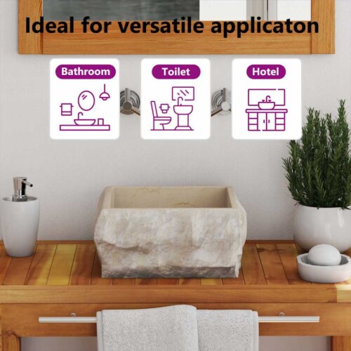 vidaXL Sink Cream 11.8 x11.8 x5.1 Marble Perspective: left