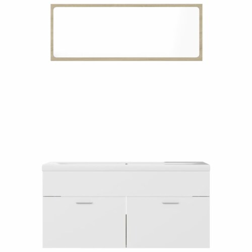 vidaXL Bathroom Furniture Set White and Sonoma Oak Engineered Wood Perspective: left