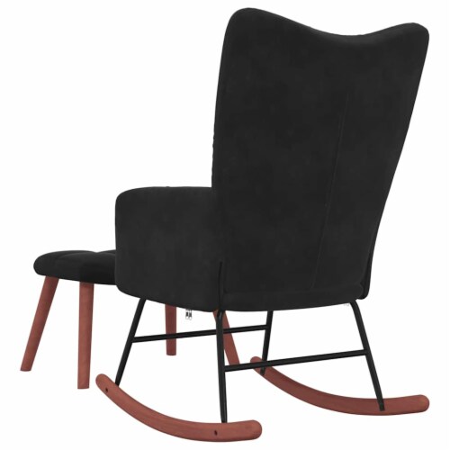 vidaXL Rocking Chair with Ottoman Black Velvet Perspective: left