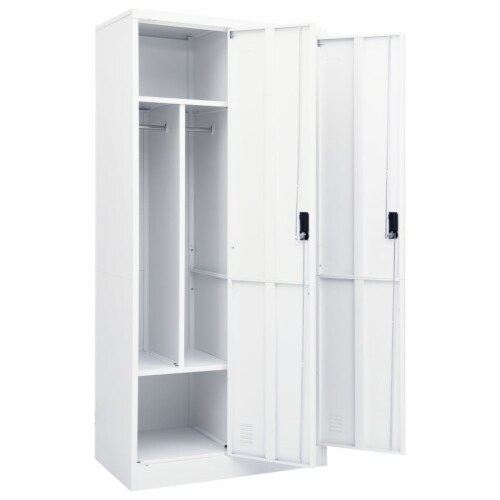 vidaXL Wardrobe White 31.5 x19.7 x70.9 Steel Perspective: left
