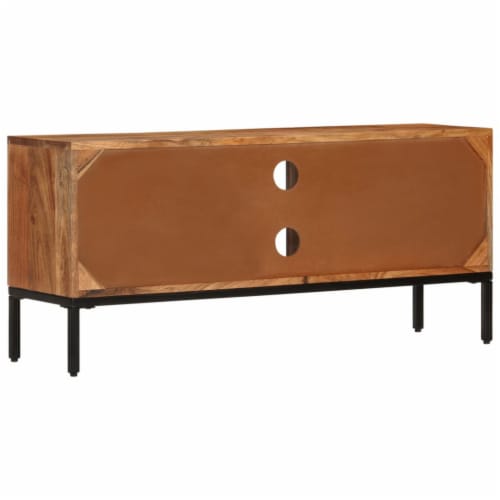 vidaXL TV Stand Honey Brown and Gray 43.3 x11.8 x19.7 Solid Wood Acacia Perspective: left