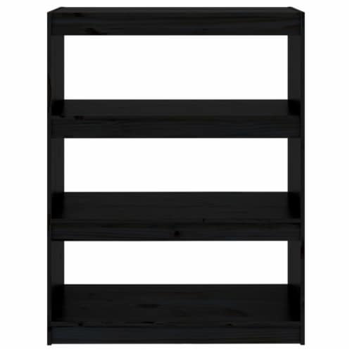 vidaXL Book Cabinet/Room Divider Black 31.5 x11.8 x40.7 Solid Wood Pine Perspective: left
