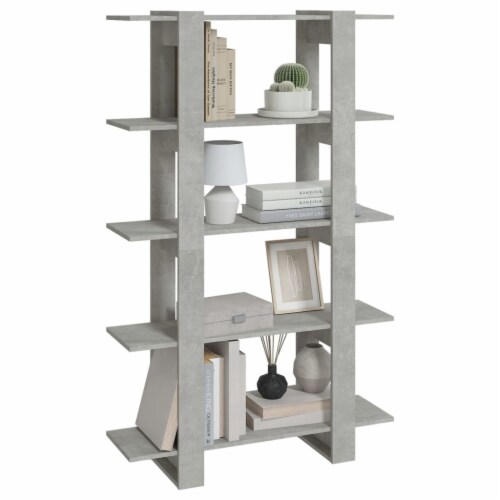 vidaXL Book Cabinet/Room Divider Concrete Gray 39.4 x11.8 x63 Perspective: left