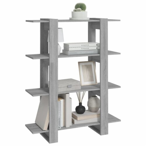 vidaXL Book Cabinet/Room Divider Gray Sonoma 39.4 x11.8 x48.6 Perspective: left
