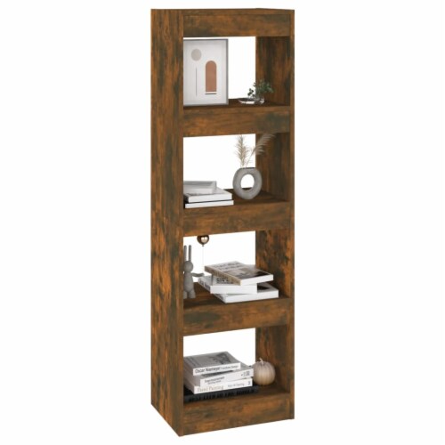 vidaXL Book Cabinet/Room Divider Smoked Oak 15.7 x11.8 x53.1 Perspective: left