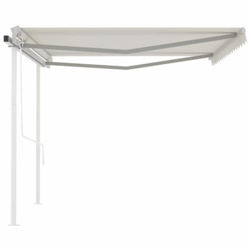 vidaXL Automatic Retractable Awning with Posts 13.1'x9.8' Cream Perspective: left