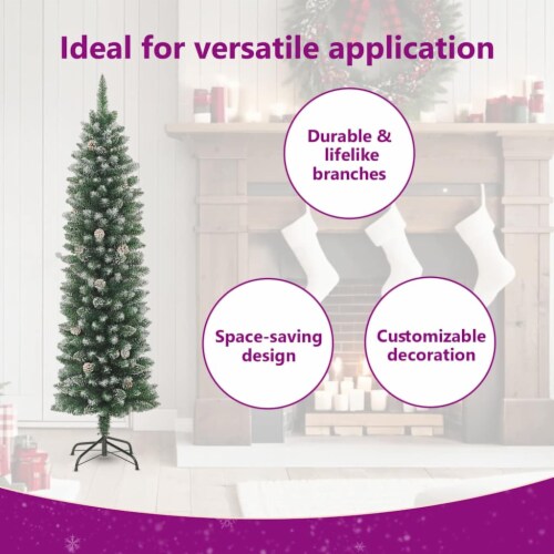 vidaXL Artificial Slim Christmas Tree with Stand 6 ft PVC Perspective: left