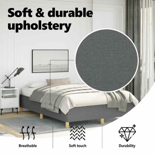 vidaXL Bed Frame Dark Gray 53.9 x74.8  Full Fabric Perspective: left