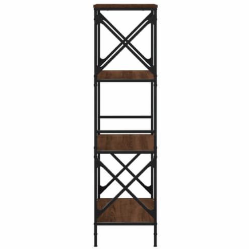 vidaXL Bookcase 4-Tier Brown Oak 23.2 x13.8 x52 Engineered Wood Perspective: left